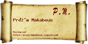 Prém Makabeus névjegykártya